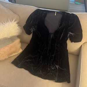 Free People Navy Blue Velvet Dress